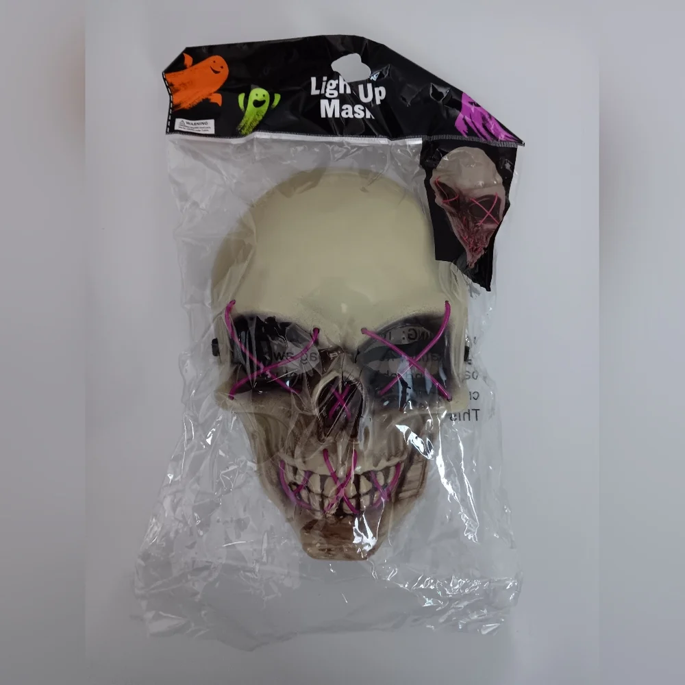 LED Skull Mask with Purple Neon Lights